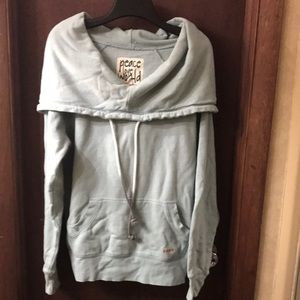 Peace Love World hoodie! Size small, light Aqua blue.